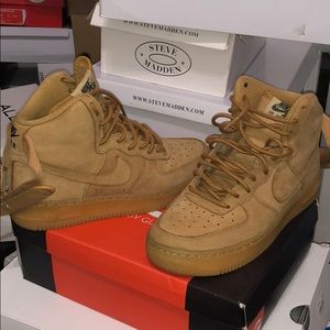Nike high top tan Air Force 1s